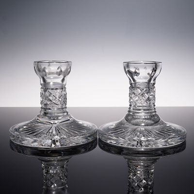 Pair of Waterford Crystal Single Light Candlesticks. Elegant pair of Waterford crystal single
