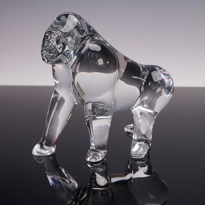 Baccarat Crystal Figurine, Gorilla by Loet Vanderveen. A striking Baccarat crystal sculpture of 