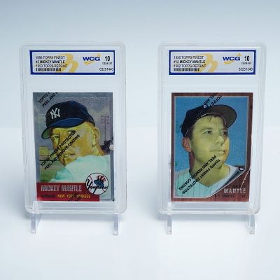 2pc Mickey Mantle Topps Finest Cards WCG 10 Gem Mint. Lot of two commemorative Mickey Mantle 
