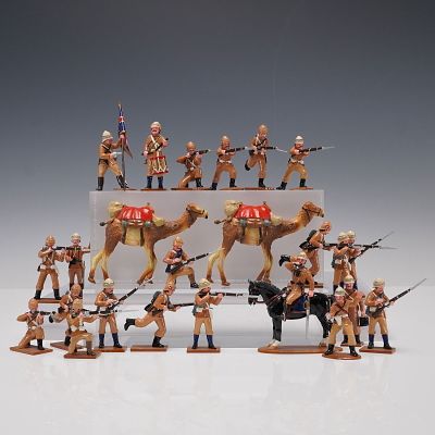 24pc Trophy of Wales British Colonial Infantry Set. A large group of twenty-four painted metal 