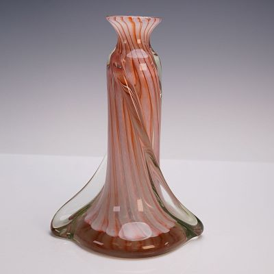 Michele Luzoro French Glass Vase, Signed. This elegant glass vase by Michele Luzoro features a 