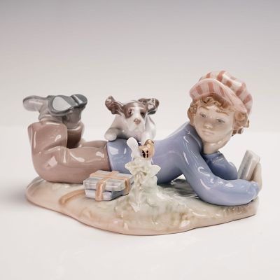 Lladro Porcelain Figurine, Study Buddies 01005451. Lladro porcelain figurine 01005451, titled 