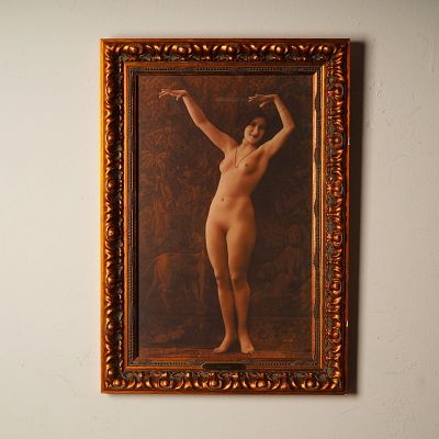Framed Sepia-Tone Photographic Print, French Female Nude, Invocation. A sensuous sepia-toned 