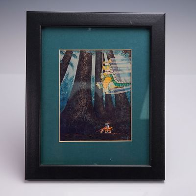 Framed Steve Gill Signed Fantasy Dragon Print 1990. Colorful fantasy art print by Steve Gill 