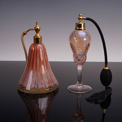 2pc Glass Perfume Bottles Michele Luzoro & Unmarked. This set includes two beautiful glass 