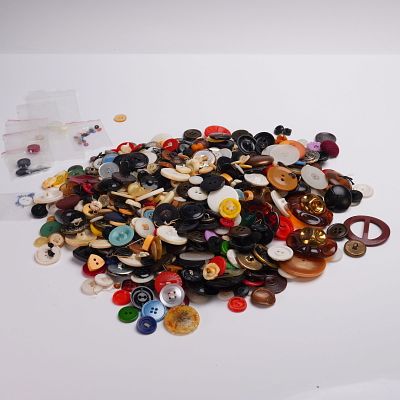 Large Vintage Button Collection with Storage Box. Extensive vintage button collection featuring 