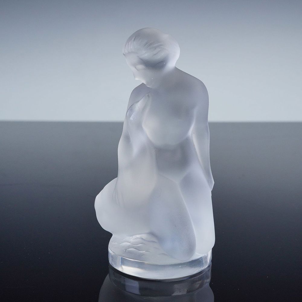 Lalique France Frosted Crystal Figurine, Leda and the Swan. Lalique France frosted crystal 