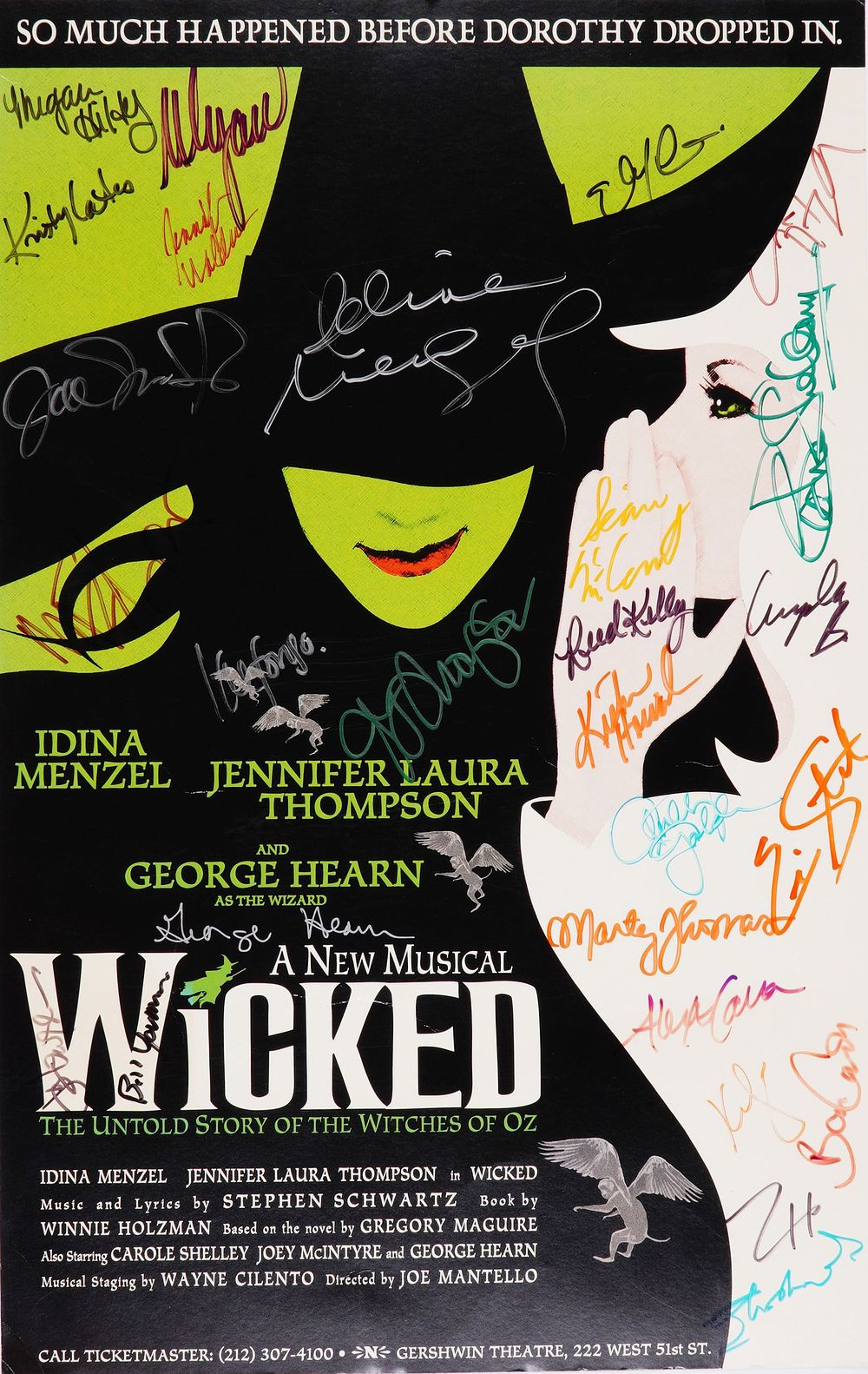 Wicked Broadway Poster Autographed by Original Cast. An original Broadway poster from the smash 