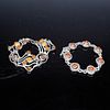 2pc Sterling Silver Amber Cabochon Bracelets. Two sterling silver bracelets, each marked 925 Image - 1