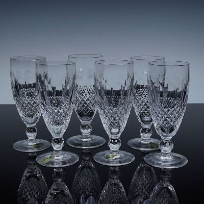 6pc Waterford Colleen Cut Crystal Champagne Flutes. A fine set of six Waterford cut crystal 
