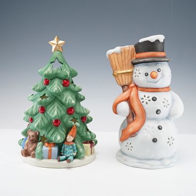 2pc Goebel Hummel Christmas Candle Votives, Christmas Tree and Snowman. This delightful two 