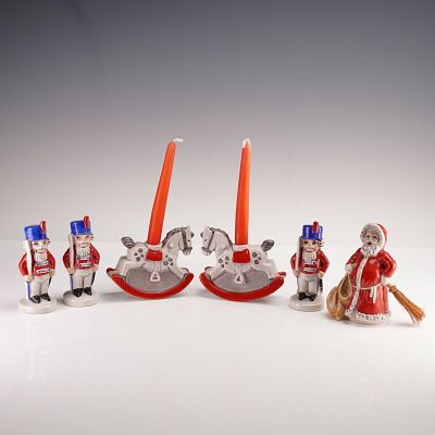 6pc Goebel Hummel Christmas Decorations, Candlesticks & Figurines. A charming holiday collection 