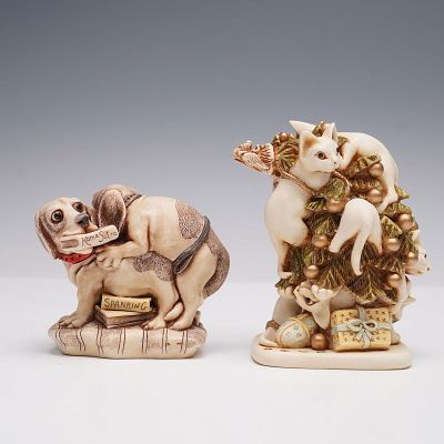 2pc Harmony Kingdom Treasure Boxes, Furfest and Bone Yard. Two Harmony Kingdom Treasure Boxes 