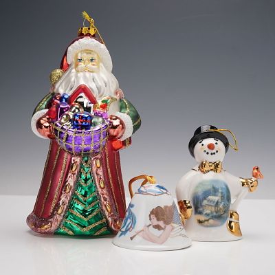 3pc KSA and Lladro Christmas Tree Ornaments. This group of three ornaments includes a shimmering 