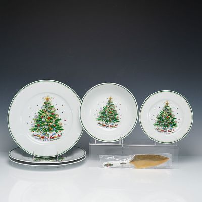 7pc Salem Christmas Eve and Queens Yuletide Serveware Set. A coordinated 7-piece holiday-themed 