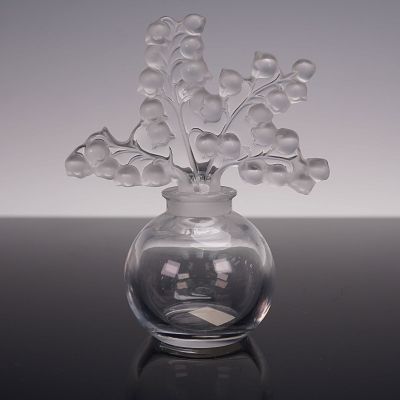 Lalique Crystal Perfume Bottle with Stopper, Clairefontaine. The bottle is completed with a 