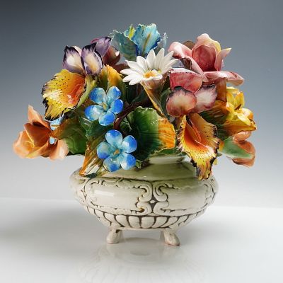 Capodimonte Porcelain Floral Centerpiece Sculpture. Capodimonte porcelain floral centerpiece 