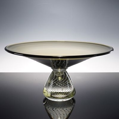 Erickson Glass Centerpiece Bowl with Controlled Bubble Base. Large signed Erickson glass 