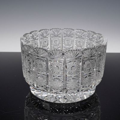 Cut Crystal Footed Bowl with Starburst Pattern. This exquisite crystal bowl boasts intricate 