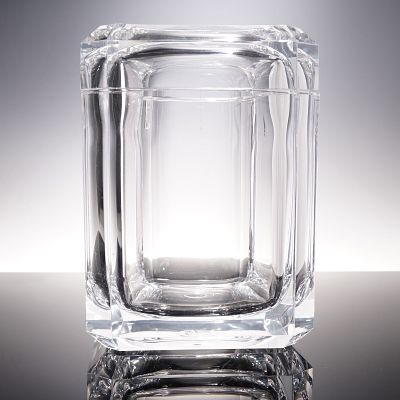 Mid-Century Faceted Lucite Ice Bucket with Rotating Lid. This faceted Lucite-acrylic ice bucket 