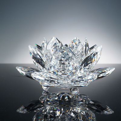 Swarovski Crystal Large Waterlily Candle Holder. Stunning Swarovski Silver Crystal Large 