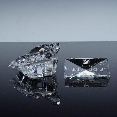 2pc Swarovski Crystal Figurine, Seals Save Me with Trilogy Plaque. Pair of Swarovski's including 