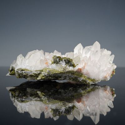 Quartz Crystal Cluster Mineral Specimen w/ Epidote & Hematite Inclusions. A striking natural 