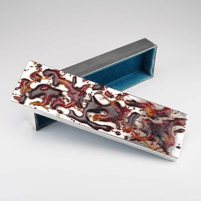 Cartier Handmade Sterling Silver Rectangular Box w/ Enameled Drips. This exquisite handmade 