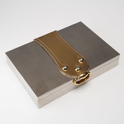 Hermes by Ravinet d'Enfert Silver and Gold Plated Dresser Box. Exceptional Hermes Paris dresser 