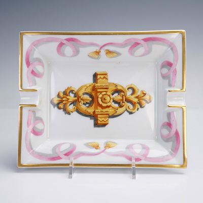 Hermes Porcelain Ashtray. Fine Hermes porcelain ashtray with hand-painted decoration featuring 