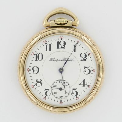 16s 10K Rolled Gold Plate Case Pocket Watch. Hampden Watch Co. Wm. McKinley 16-Size Pocket 