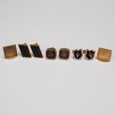 8pc 4 Pair Mid-Century Gold Tone Men's Cufflinks. 4 Pair Mid-Century Gold Tone Men's Cufflinks. 