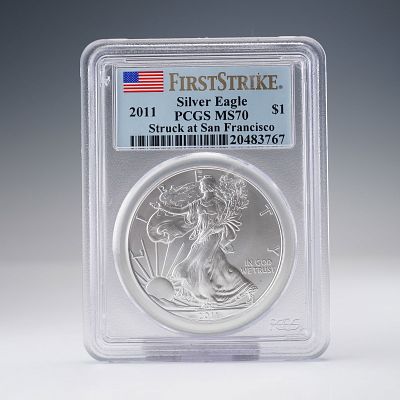 2011 American Silver Eagle First Strike $1 Coin PCGS Graded MS70. This 2011 American Silver 