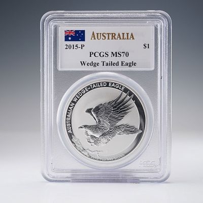2015-P Australia Wedge-Tailed Eagle Silver One Dollar PCGS Graded MS70. A 2015-P Australian 