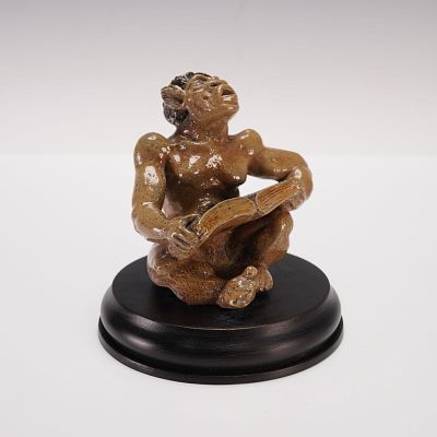 Martin Brothers Potters Stoneware Figurine, Imp Musician - The Singer. Glazed stoneware 