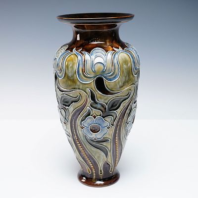 Doulton Lambeth by Frank Butler Stoneware Vase. A delicate stoneware vase, designed by Frank 