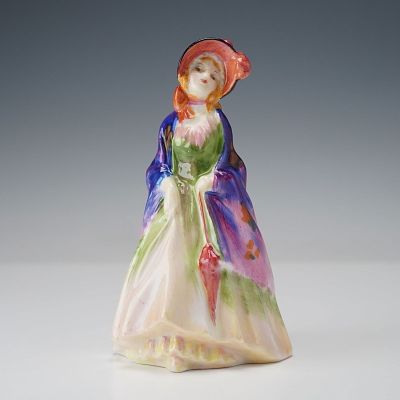 Royal Doulton Miniature Figurine, Paisley Shawl M4. A hand-painted miniature porcelain depicting 