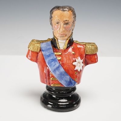 Michael Sutty Porcelain Bust, Wellington. Limited edition hand-modeled and hand-painted 