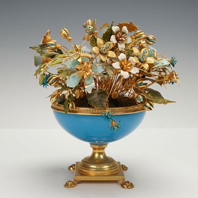 Jane Hutchenson Gorham Gilt & Enamel Floral Bouquet Centerpiece. A Jane Hutchenson Gorham 