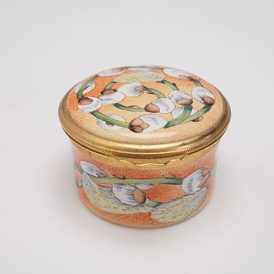 Moorcroft Copper Enamel Dandelion Motif Table Clock. Moorcroft copper enamel table clock with 