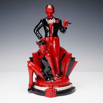 Peggy Davies Ruby Fusion Flambe Figurine, Ritzy Duet. Striking Peggy Davies figurine titled Ruby 