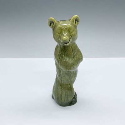Royal Doulton Experimental Glazed Figurine, Comic Brown Bear. Rare chartreuse glazed figure of a 