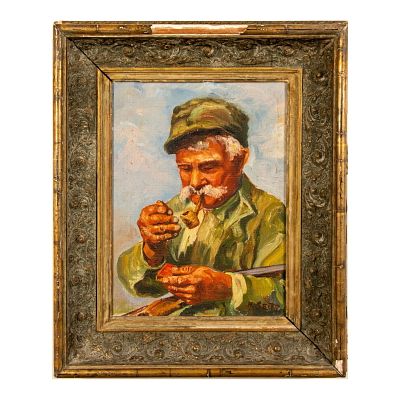 Hermann Seitz, Oil on Board, Portrait of a Man, Signed. Original oil on board by German artist 