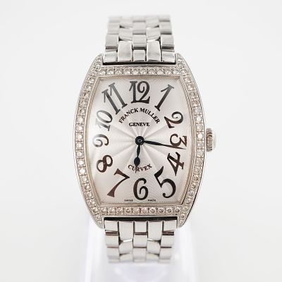 Franck Muller Cintree Curvex Diamond Bezel Ladies Watch. Stainless steel case with curved 