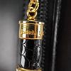 Judith Leiber Handbag, Black Leather with Crocodile Trim. This exquisite Judith Leiber handbag Image - 2