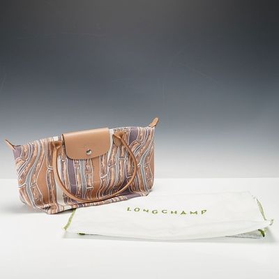 Longchamp Printed Canvas Tote with Leather Trim. A refined and practical design from the storied 