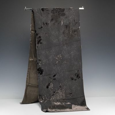 Giorgio Armani Black Silk Devore Velvet Scarf with Floral Pattern. A luxurious Giorgio Armani 