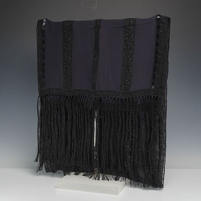 Giorgio Armani Black Silk Lace Fringe Scarf. A stunning Giorgio Armani black scarf crafted from 