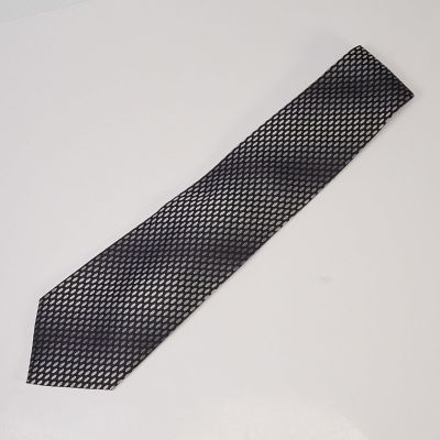 Alfani Black and Silver Necktie. Alfani necktie featuring a sleek geometric pattern in silver 