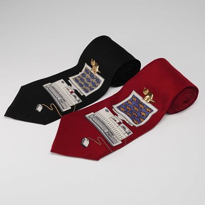 2pc Vicky Davis Men's Neckties, Go Fish Black and Burgundy. This lot includes two Vicky Davis 